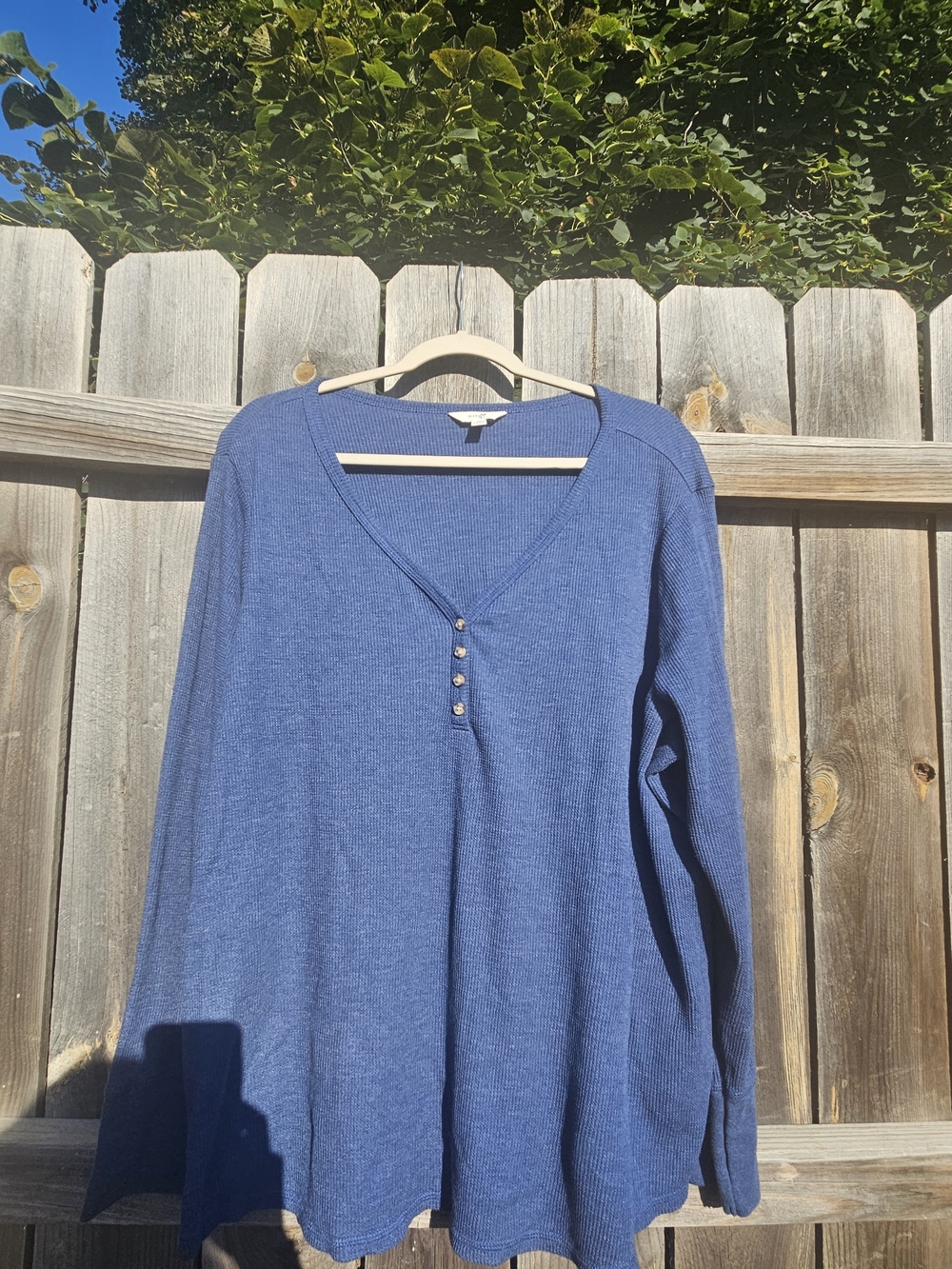 Terra & Sky Women's Size 3X Long Sleeve Wafgle Henley Top Henley Button Placket
